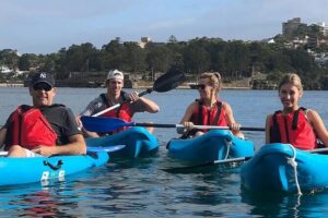 Guided Kayak Tour of Manly Cove Beaches - Manly Yacht Club setup: gear, drybags, and a max 8 group