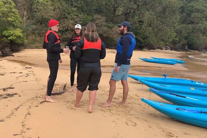 Guided Kayak Tour of Manly Cove Beaches - Collins Flat Beach stop: caves, mini-waterfalls, and rock formations