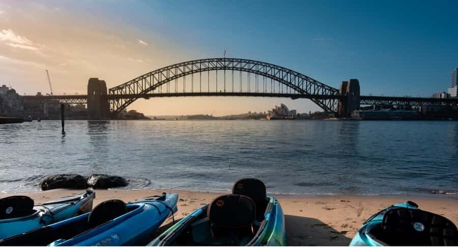 Sydney Sunrise Kayak Tour on Sydney Harbour - Under the Harbour Bridge: the moment everyone pictures