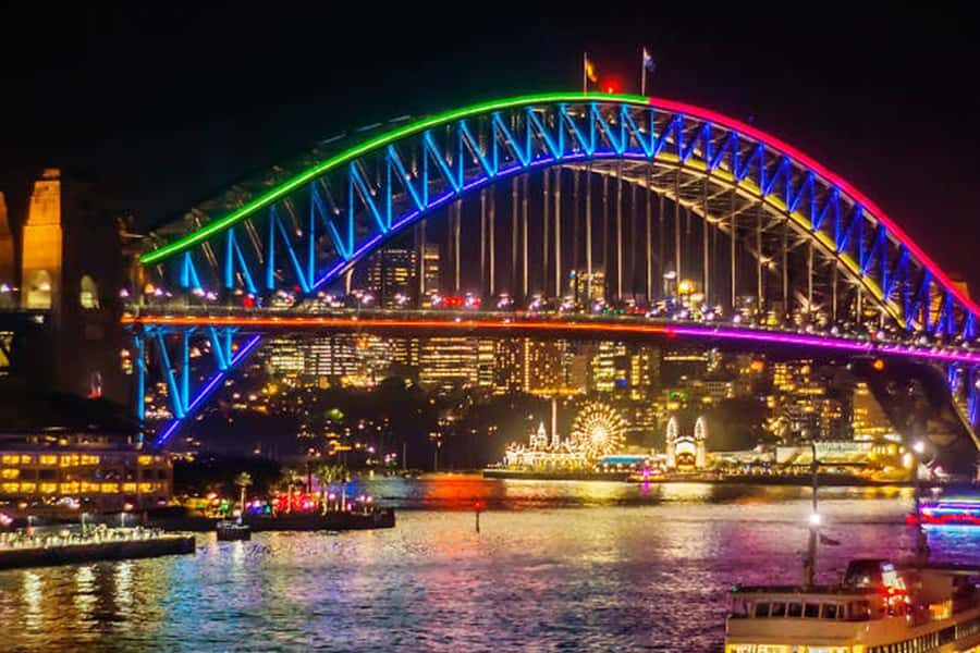 Sydney: Vivid Harbour Cruise with Canapes - Catamaran comfort: indoor warmth and outdoor angles